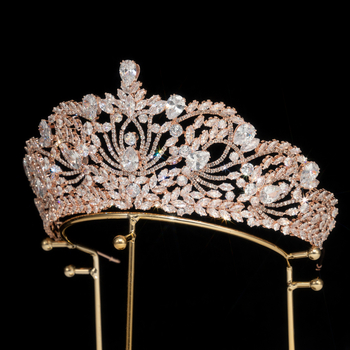 Nevjesta tiara – koreanskog stila cirkonova krona, metal, elektroplatiranje, pravi cirkonijski kristali