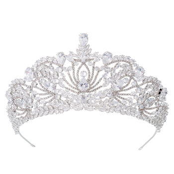 Nevjesta tiara – koreanskog stila cirkonova krona, metal, elektroplatiranje, pravi cirkonijski kristali