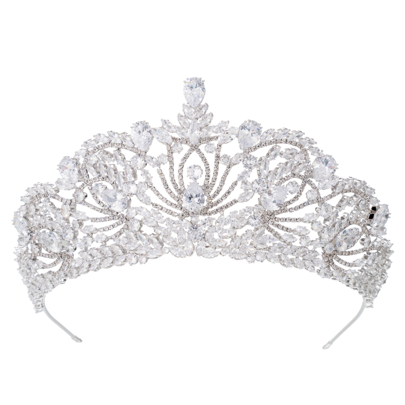 Nevjesta tiara – koreanskog stila cirkonova krona, metal, elektroplatiranje, pravi cirkonijski kristali