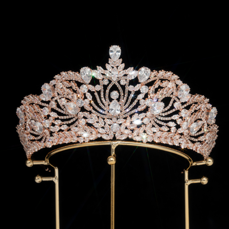 Nevjesta tiara – koreanskog stila cirkonova krona, metal, elektroplatiranje, pravi cirkonijski kristali