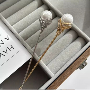 Nacionalinio stiliaus perlų plaukų segtukas, lydinys, elektroplatinė danga, vestuvėms