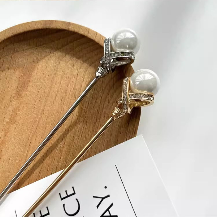 Nacionalinio stiliaus perlų plaukų segtukas, lydinys, elektroplatinė danga, vestuvėms