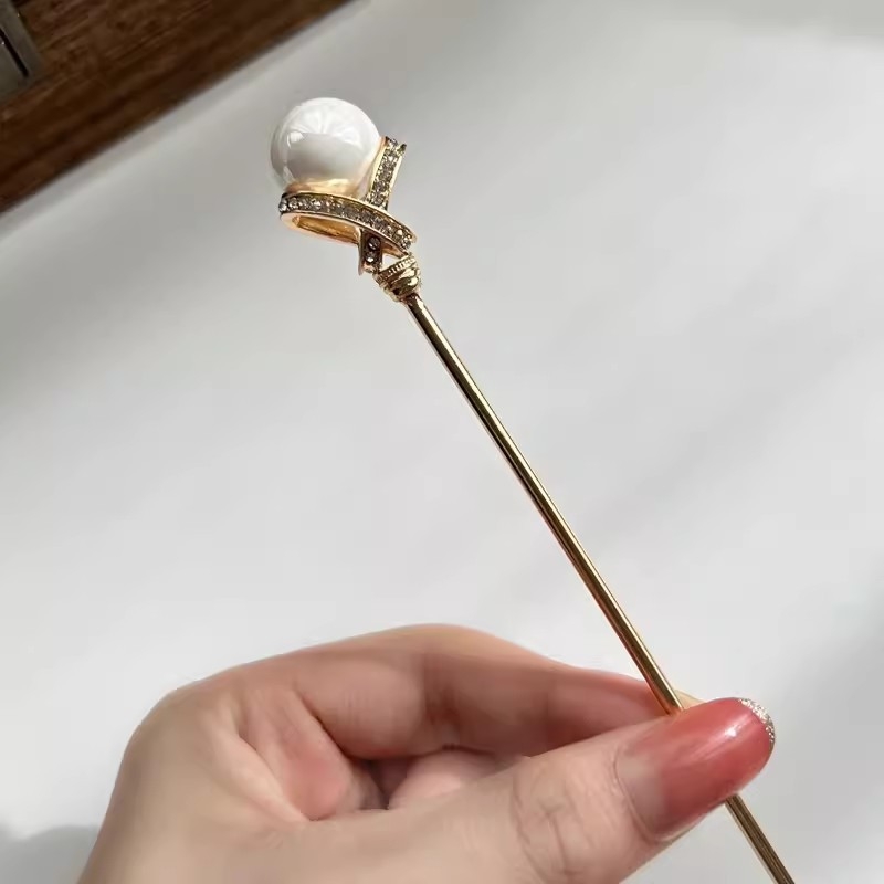 Nacionalinio stiliaus perlų plaukų segtukas, lydinys, elektroplatinė danga, vestuvėms