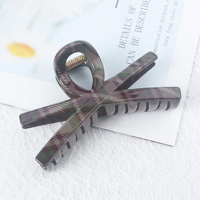 Ženska klipsa za kosu s retro houndstooth uzorkom, Gripper klips s dubokim zubima, UV otisak na plastici