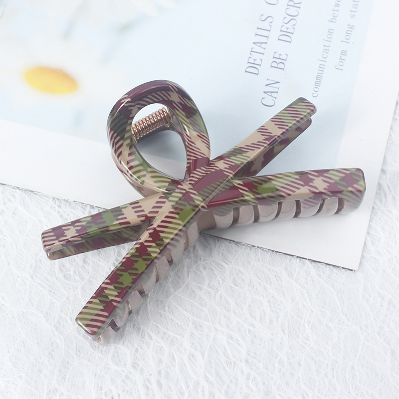 Ženska klipsa za kosu s retro houndstooth uzorkom, Gripper klips s dubokim zubima, UV otisak na plastici