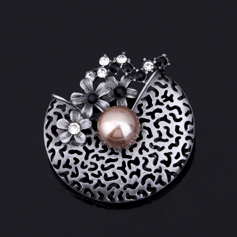 Bros üreges kövekkel és gyöngyökkel, koreai divat stílus, cink ötvözet, elektroplakálás, dekoratív kiegészítő