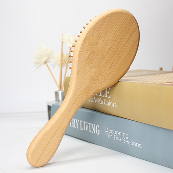 Bambuszból készült masszázs hajkefe légpárnás párnával, nagy lemezzel a fejbőr masszírozásához és stylinghoz