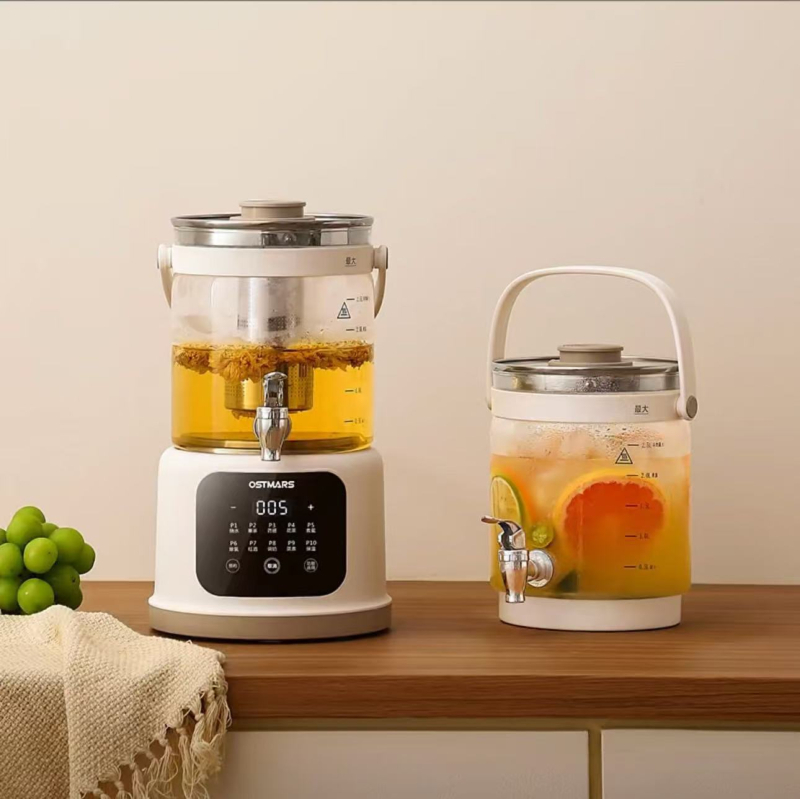 Health Pot elektriskais tējas kanna, 3 L tilpums, 1000 W, 220 V, stikla korpuss, skārienvadība ar digitālo termostatu