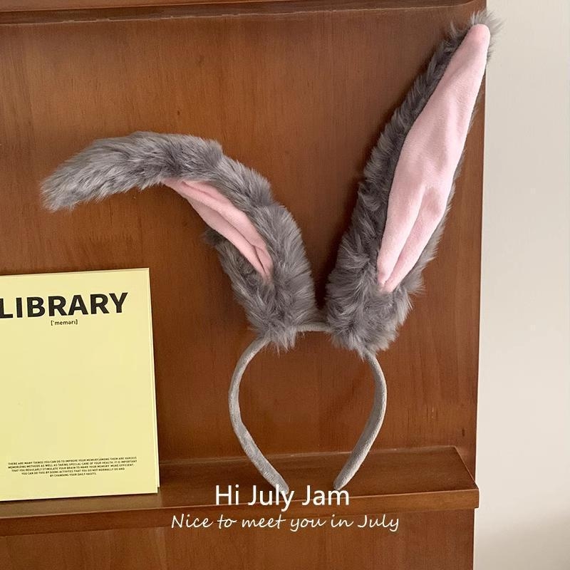 Traka za kosu s dugim ušima zeca, pliš, ručna izrada, korejski stil, jesen 2024