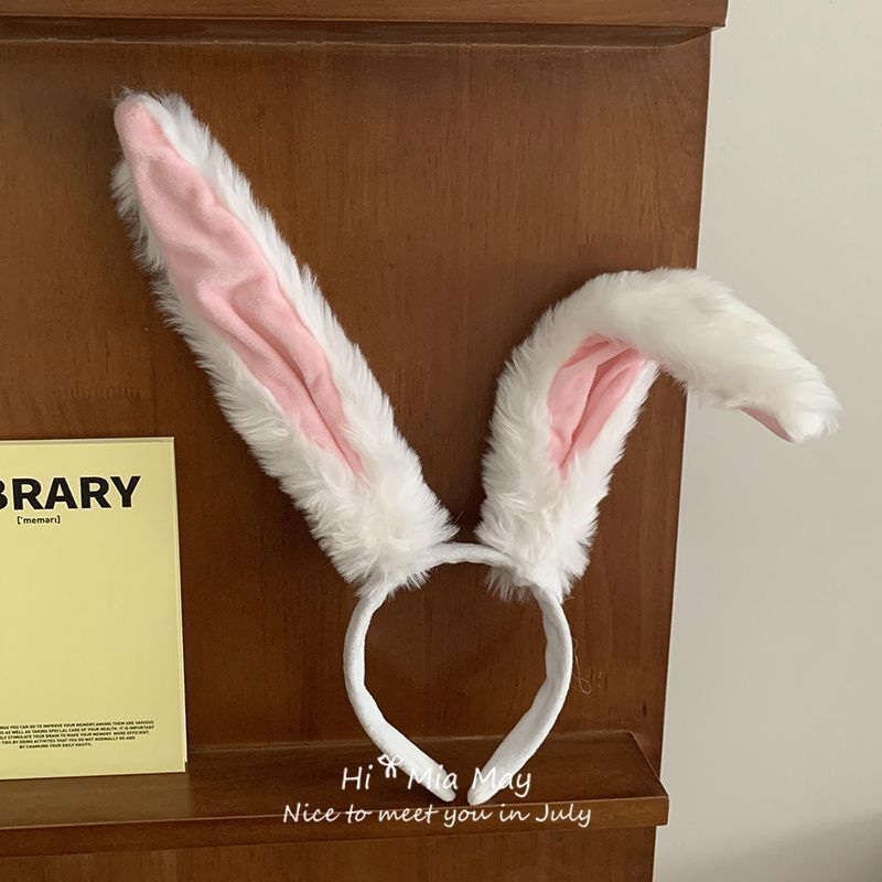 Traka za kosu s dugim ušima zeca, pliš, ručna izrada, korejski stil, jesen 2024