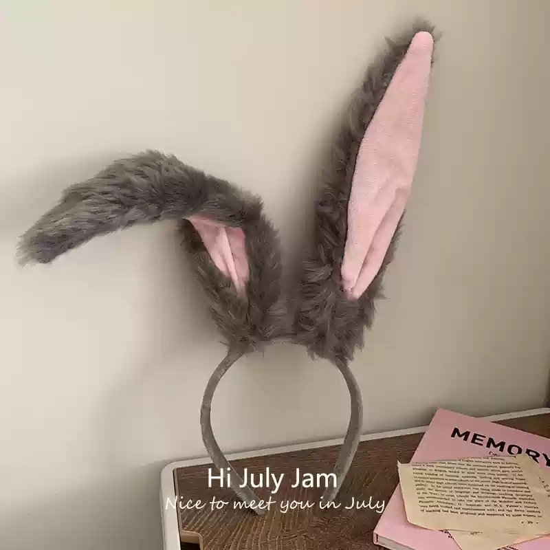 Traka za kosu s dugim ušima zeca, pliš, ručna izrada, korejski stil, jesen 2024