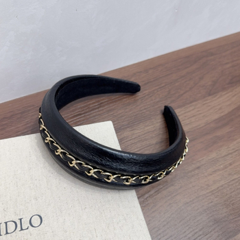 Női fejpánt bőrrel és lánccal – koreai retro stílus, kézzel készített, könnyed luxus megjelenés