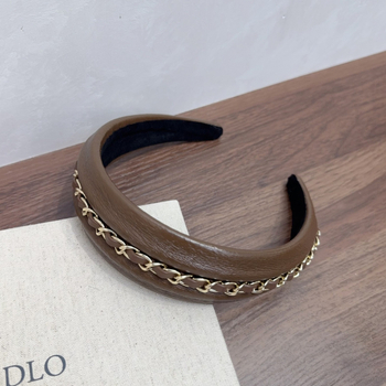 Női fejpánt bőrrel és lánccal – koreai retro stílus, kézzel készített, könnyed luxus megjelenés