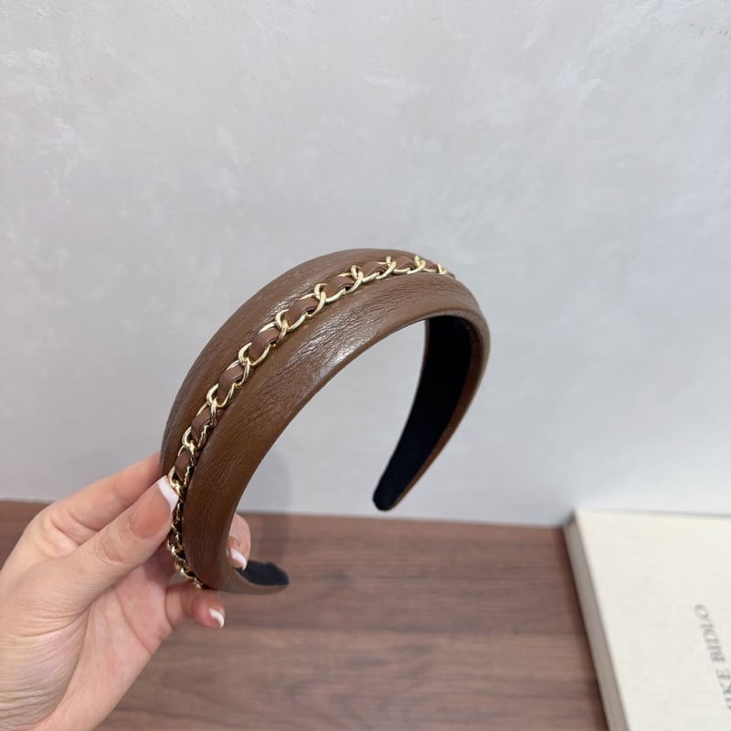 Női fejpánt bőrrel és lánccal – koreai retro stílus, kézzel készített, könnyed luxus megjelenés