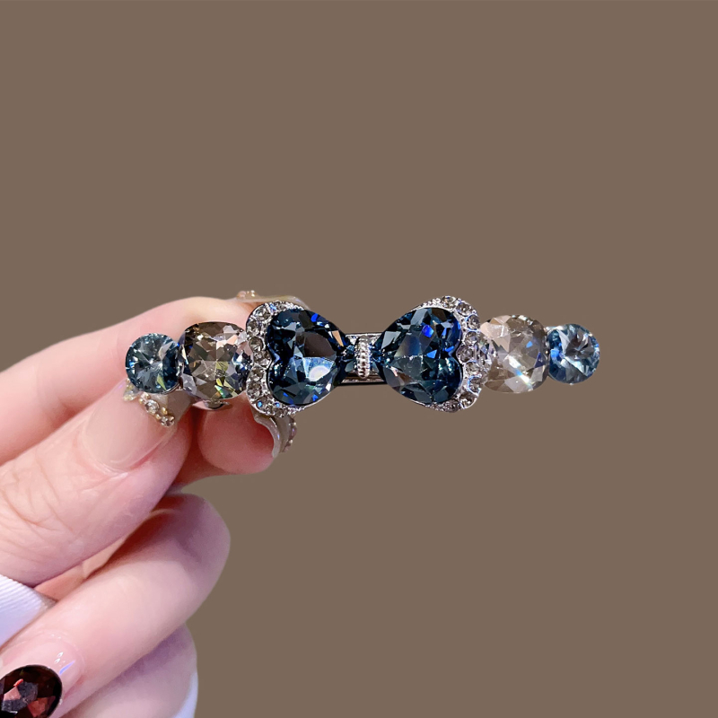 Klip za kosu s kristalnom mašnicom, dijamantno ugravirano, s opružnim klipom, od željezne legure, metalizirani sloj, za žene