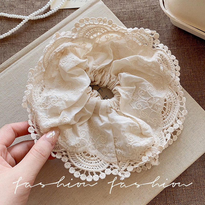 Čipkasti scrunchie za žene, dvostruki sloj, ručno izrađeni materijal, korejski stil, visoka elastičnost, jesen 2025