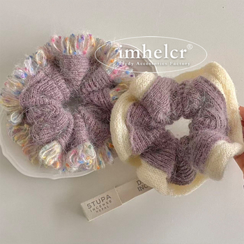 Vunena gumica za kosu s resicama na kraju, ručno izrađena, visoka elastičnost, bez umetanja,moderan gradski stil