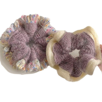 Vunena gumica za kosu s resicama na kraju, ručno izrađena, visoka elastičnost, bez umetanja,moderan gradski stil