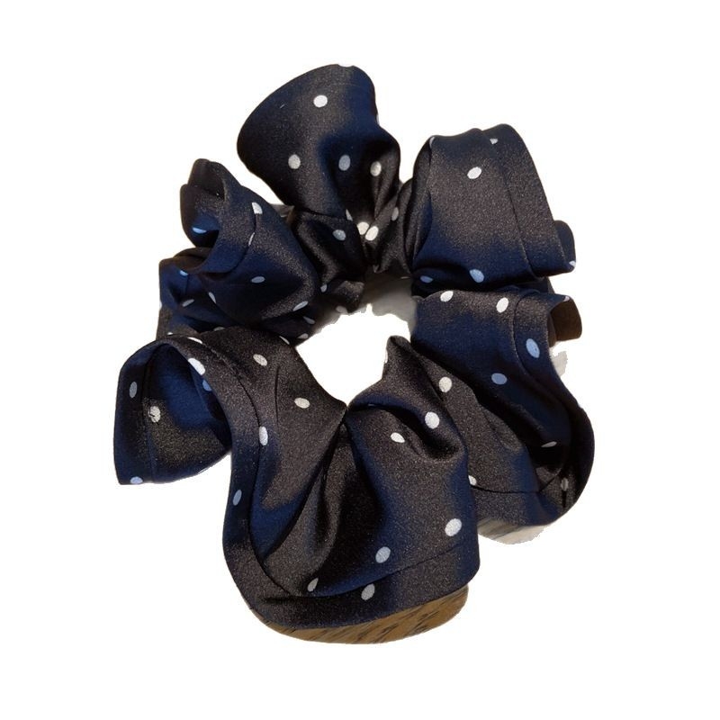 Matu aksesuārs — rokām darināts satīna auduma matu riņķis ar punktotu rakstu, Korejas stil, brīvs siluets, svaigs un salds, pavasara 2025 kolekcija