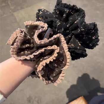 Kosa za kosu Scrunchie s cvjetnom plisiranom čipkom – ručno izrađeno, korejski stil, visoka elastičnost, jesen-zimski dodatak