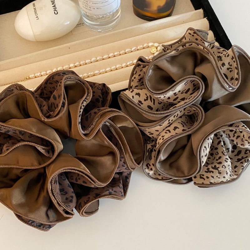 Korejskog stila guma za kosu s leopard uzorom, satenska, višeslojna za zatezanje, ručna izrada