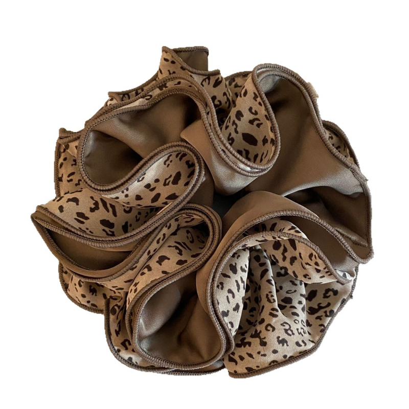 Korejskog stila guma za kosu s leopard uzorom, satenska, višeslojna za zatezanje, ručna izrada