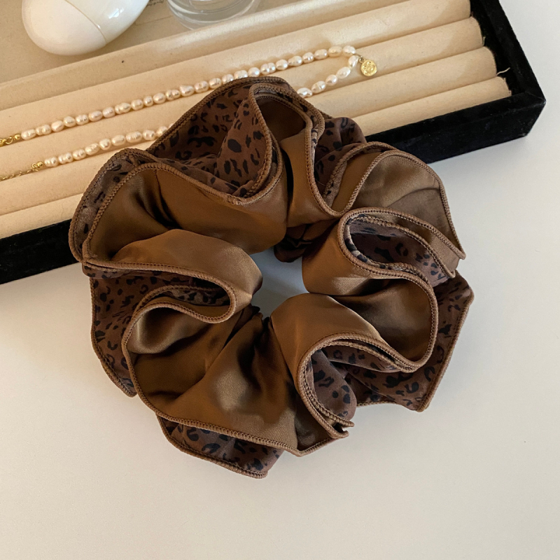 Korejskog stila guma za kosu s leopard uzorom, satenska, višeslojna za zatezanje, ručna izrada