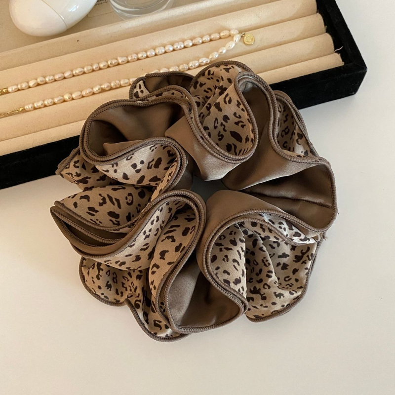 Korejskog stila guma za kosu s leopard uzorom, satenska, višeslojna za zatezanje, ručna izrada