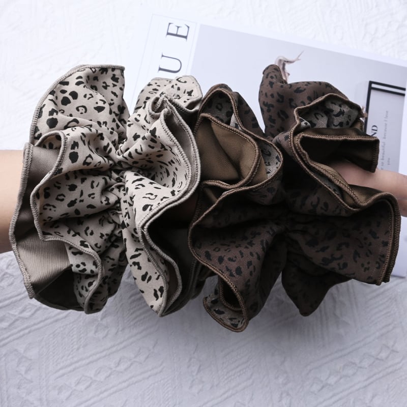 Elastična gumica za kosu za rep s leopardim uzorkom, četveroslojni dizajn, ručna izrada, korejski stil, elastični poliester kosu dodatak