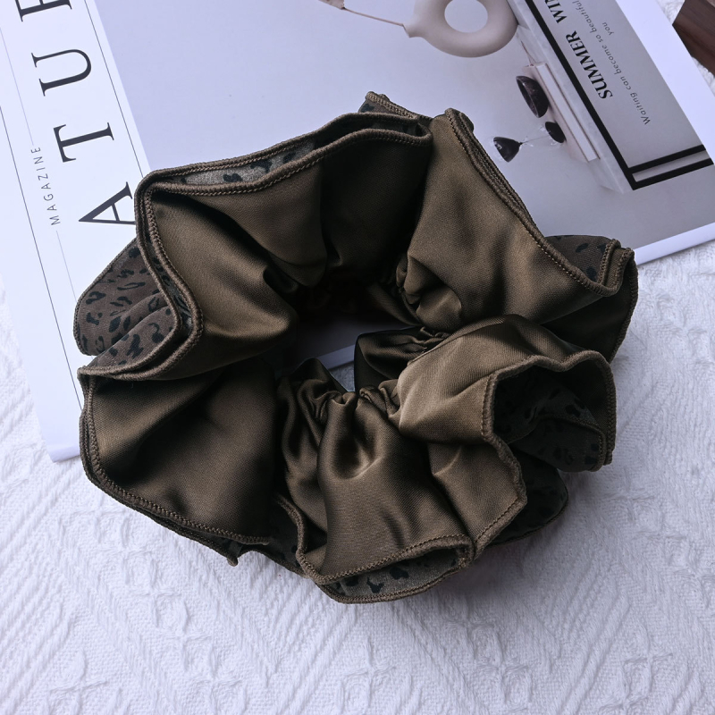 Elastična gumica za kosu za rep s leopardim uzorkom, četveroslojni dizajn, ručna izrada, korejski stil, elastični poliester kosu dodatak