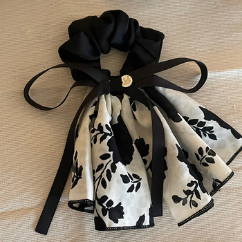 Tekstilna gumica za kosu s cvjetnom mašnicom, ručno izrađena, Raspberry, lagani luksuzni stil, visoka elastičnost, ljeto 2024