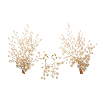 Dječje ukosnice za kosu s perlama i kristalima – ručna izrada, cvjetni dizajn, serija Princeza, set od 2 komada, stil korejski