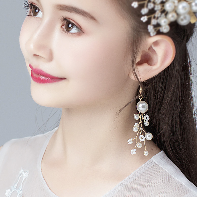 Dječje ukosnice za kosu s perlama i kristalima – ručna izrada, cvjetni dizajn, serija Princeza, set od 2 komada, stil korejski