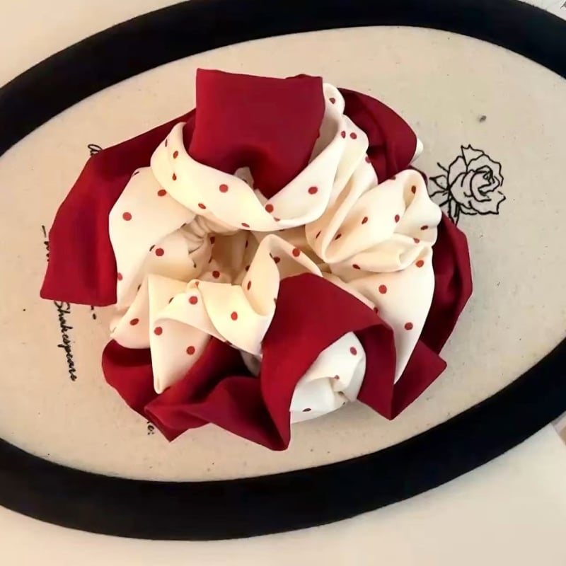 Hajga za kosu u korejskom stilu – s točkastim uzorkom, od tkanine, ručna izrada, bez umetaka (tkanina, ručna izrada, korejski stil, točkasti uzorak, bez umetaka)