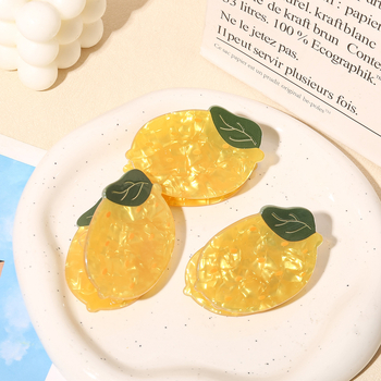 Klip za kosu - Prozirni dizajn voća, sladak cvjetni motiv, akrilni polu-dizajn klips, za žene; Materijal: octena kiselina; Stil: svježe i slatko