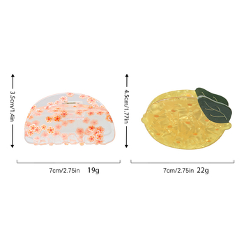Klip za kosu - Prozirni dizajn voća, sladak cvjetni motiv, akrilni polu-dizajn klips, za žene; Materijal: octena kiselina; Stil: svježe i slatko