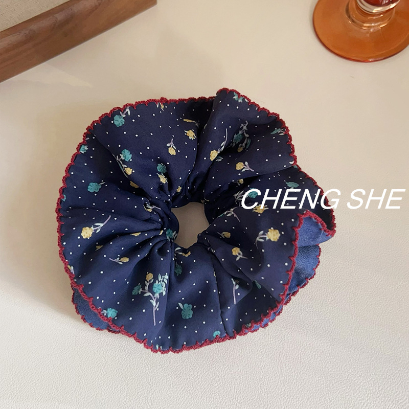 Scrunchie za kosu s denim printom, ručno izrađeno, pastoralni stil, opušten tip