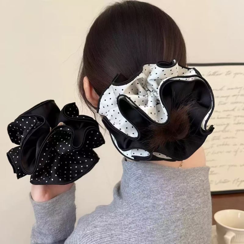 Gumica za kosu u korejskom stilu, AB dvostrani dizajn, četveroslojna, platnen materijal, ručna izrada