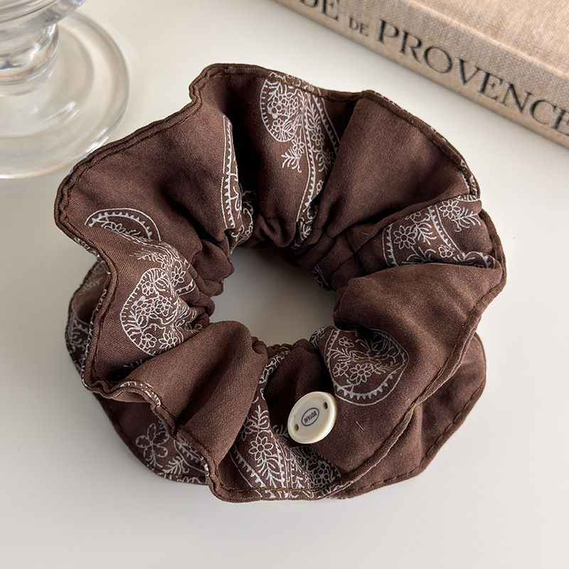 Dvostruko slojevita platnena gumica za kosu, korejskog stila, paisley uzorak, pleteni