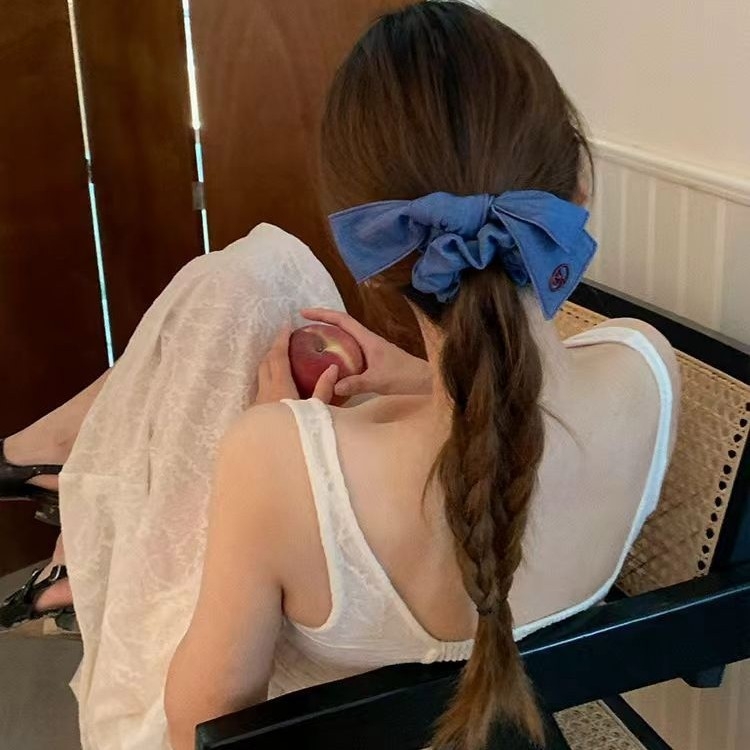 Elastična gumica za rep s mašnicom, smiješani materijali, ručna izrada, visoka elastičnost, lagani luksuzni stil