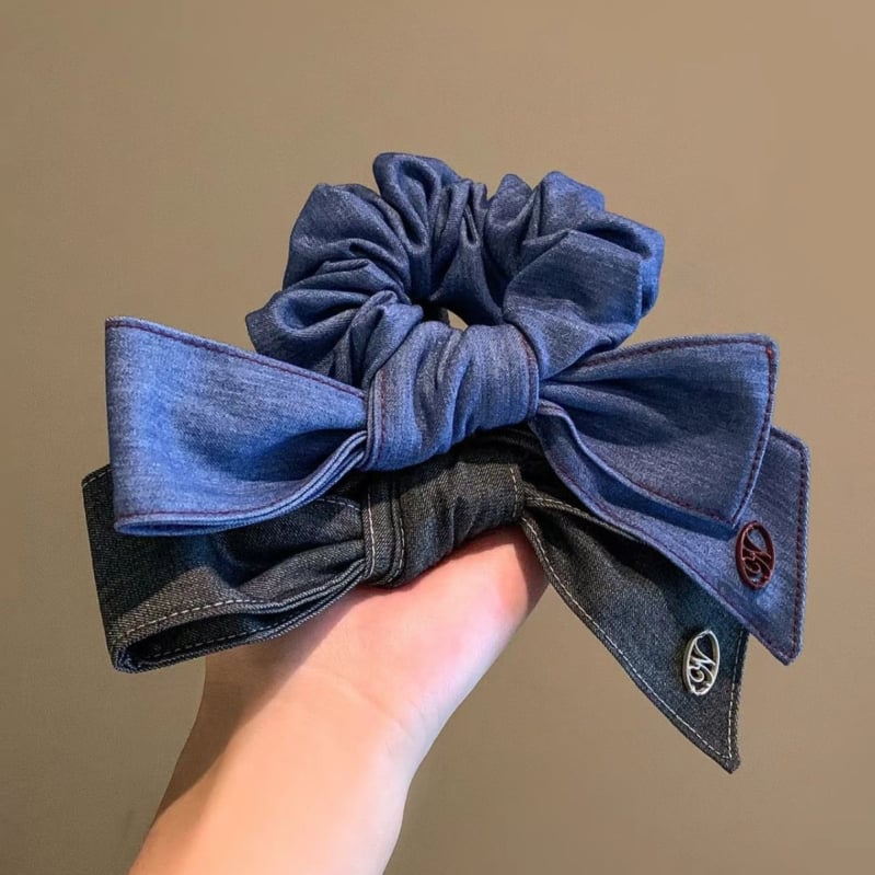 Elastična gumica za rep s mašnicom, smiješani materijali, ručna izrada, visoka elastičnost, lagani luksuzni stil