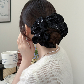 Korėjiečio stiliaus keturių sluoksnių plaukų gumytė, audinys, rankų darbas, ruduo 2025