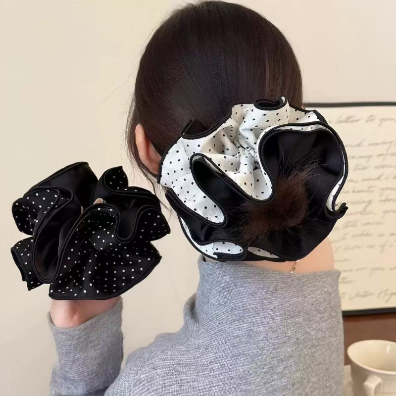 Korėjiečio stiliaus keturių sluoksnių plaukų gumytė, audinys, rankų darbas, ruduo 2025