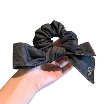 Rankų darbo plaukų gumelė poniai su gėlių kaspinu, mišrios medžiagos, aukšta elastingumas, Mori stiliaus plaukų aksesuaras