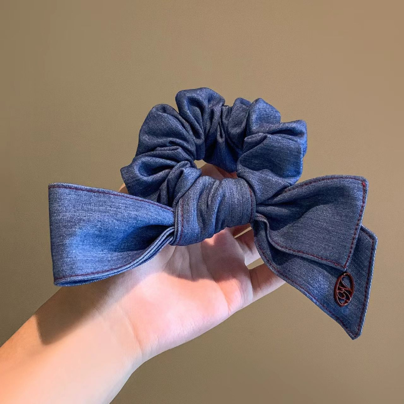 Rankų darbo plaukų gumelė poniai su gėlių kaspinu, mišrios medžiagos, aukšta elastingumas, Mori stiliaus plaukų aksesuaras