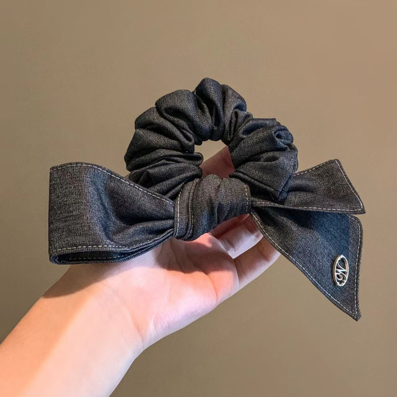 Rankų darbo plaukų gumelė poniai su gėlių kaspinu, mišrios medžiagos, aukšta elastingumas, Mori stiliaus plaukų aksesuaras