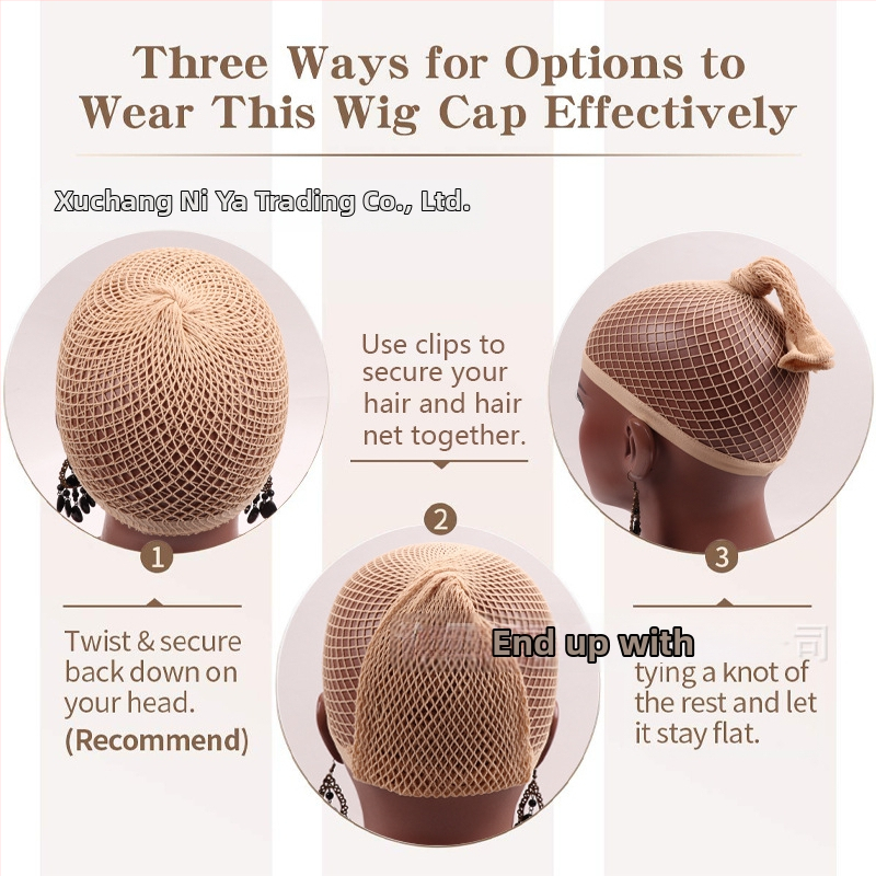 Perukai kepurė su aukštos elastingumo plaukų tinkleliu, dviejų galų ilgas dvigubas tinklas plaukų šukavimui, 20 g