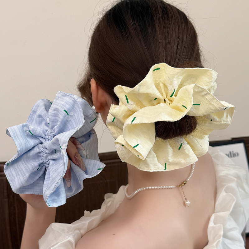 Korejos stiliaus gėlių plaukų gumelė, audinys, rankų darbo, aukšta elastingumas