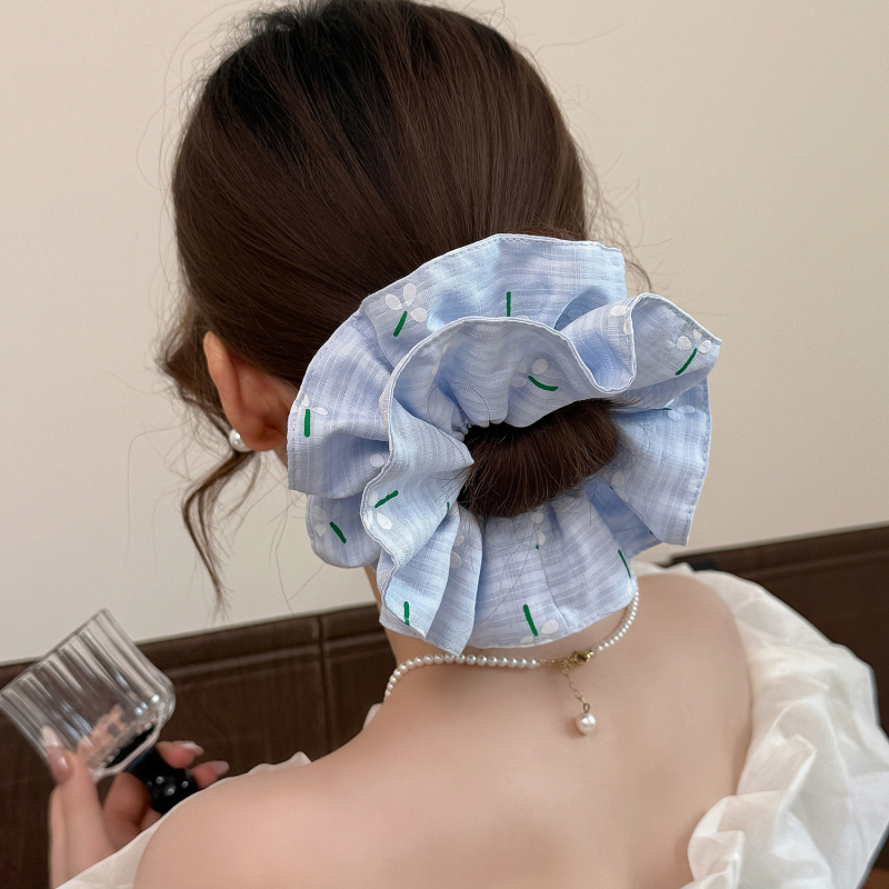 Korejos stiliaus gėlių plaukų gumelė, audinys, rankų darbo, aukšta elastingumas