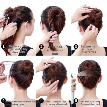 Plaukų aksesuarų rinkinys: 50 U formos segtukai, 20 nematomų plaukų tinklų, poliesterio pluoštas, rankų darbo, unisex.